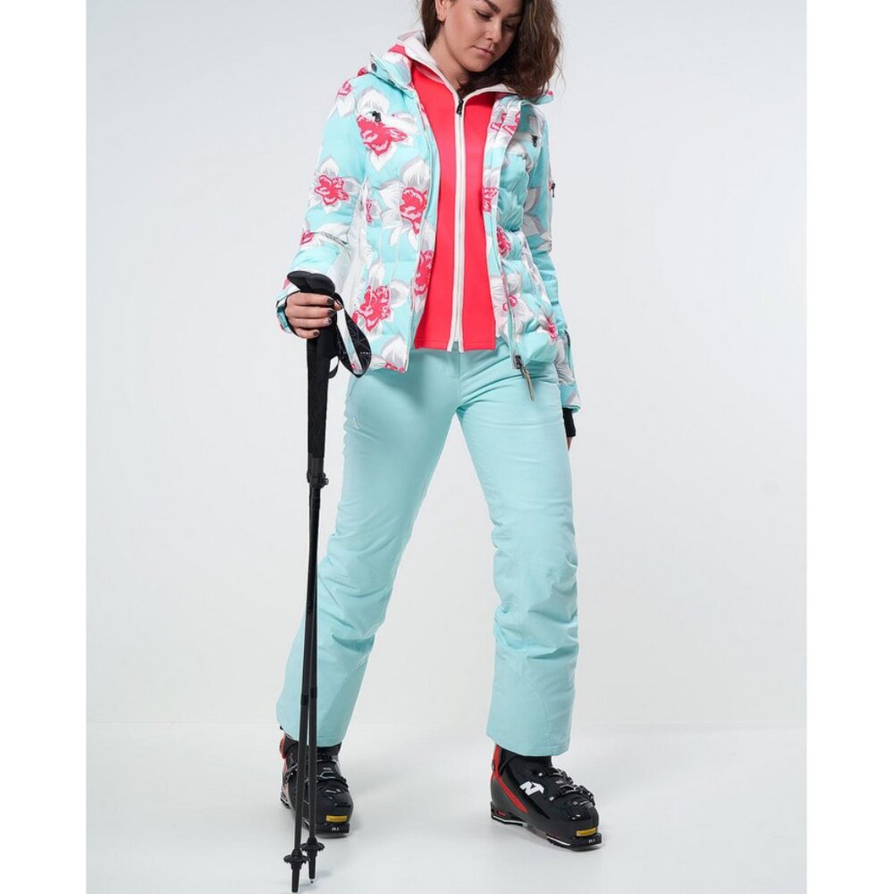 NEW $1895 Bogner Elly-T Down Puffer Jacket! 10 Blue White Pink Floral Design